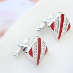 Manschettenknöpfe, gestreift, weinrot