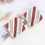 Manschettenknöpfe, gestreift, weinrot