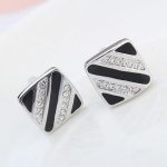 Manschettenknöpfe, gestreift, schwarz