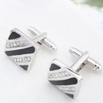 Manschettenknöpfe, gestreift, schwarz