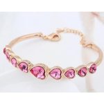 Herzarmband, rosa, verziert mit Swarovski-Kristallen
