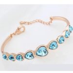  Herzarmband, Aquamarin, verziert mit Swarovski-Kristallen