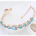  Herzarmband, Aquamarin, verziert mit Swarovski-Kristallen