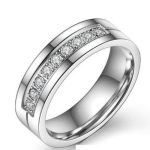  Damen-Ehering, Edelstahl, Silber, Größe 6