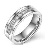  Damen-Ehering, Edelstahl, Silber, Größe 7