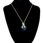  Vergoldete Halskette mit Herzanhänger, blau