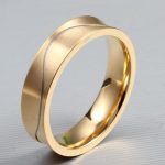 Herren-Ehering mit Wellenlinie, Edelstahl, Gold, Größe 10