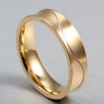 Herren-Ehering mit Wellenlinie, Edelstahl, Gold, Größe 10