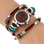  Damenarmbanduhr mit dreifachem Lederarmband im italienischen Stil