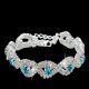  Kristallines, geometrisches Armband mit blauen Steinen, silberne Farbe