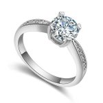  Klassischer runder Steinring, Kristall, 7,5