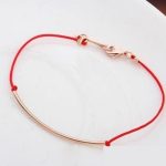  Rotes Kordelarmband, Roségold, Roségold