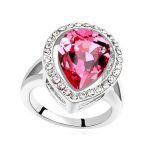 Tropfenförmiger Ring, Pink, verziert mit Swarovski-Kristall, 6,5