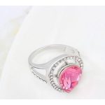  Tropfenförmiger Ring, Pink, verziert mit Swarovski-Kristall, 6,5