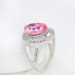  Tropfenförmiger Ring, Pink, verziert mit Swarovski-Kristall, 6,5