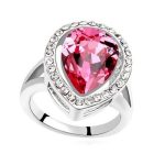  Tropfenförmiger Ring, Pink, verziert mit Swarovski-Kristall, 8,5