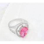  Tropfenförmiger Ring, Pink, verziert mit Swarovski-Kristall, 8,5