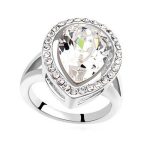  Tropfenförmiger Ring, Kristall, verziert mit Swarovski-Kristall, 7,5