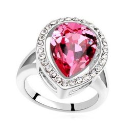    Tropfenförmiger Ring, Pink, verziert mit Swarovski-Kristall, 7,5
