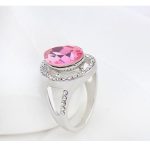  Tropfenförmiger Ring, Pink, verziert mit Swarovski-Kristall, 7,5