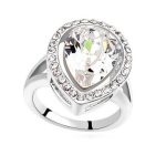  Tropfenförmiger Ring, Kristall, verziert mit Swarovski-Kristall, 6,5