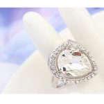  Tropfenförmiger Ring, Kristall, verziert mit Swarovski-Kristall, 6,5