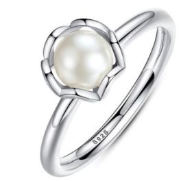 Silberring mit echter Perle, Größe 7