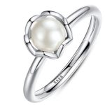 Silberring mit echter Perle, Größe 9