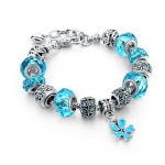  Versilbertes Perlenarmband, Türkis