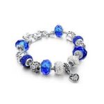  Versilbertes Perlenarmband, blau