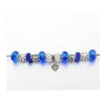  Versilbertes Perlenarmband, blau