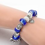  Versilbertes Perlenarmband, blau