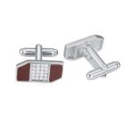 Manschettenknöpfe mit Kristalleinlage, Burgunderrot