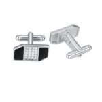 Manschettenknöpfe mit Kristalleinlage, schwarz