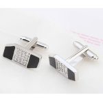 Manschettenknöpfe mit Kristalleinlage, schwarz