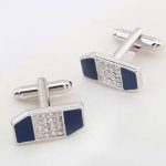 Manschettenknöpfe mit Kristalleinlage, blau