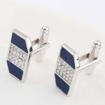 Manschettenknöpfe mit Kristalleinlage, blau