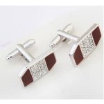 Manschettenknöpfe mit Kristalleinlage, Burgunderrot