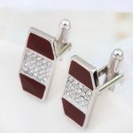 Manschettenknöpfe mit Kristalleinlage, Burgunderrot