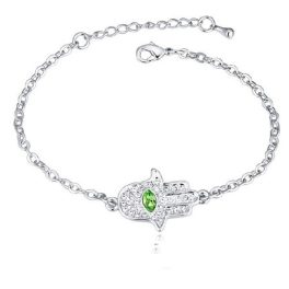   Armband Hand der Fatima, verziert mit Swarovski-Kristallen, Peridot