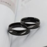 Damen-Ehering, Edelstahl, schwarz, Größe 6