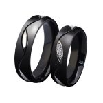 Damen-Ehering, Edelstahl, schwarz, Größe 9