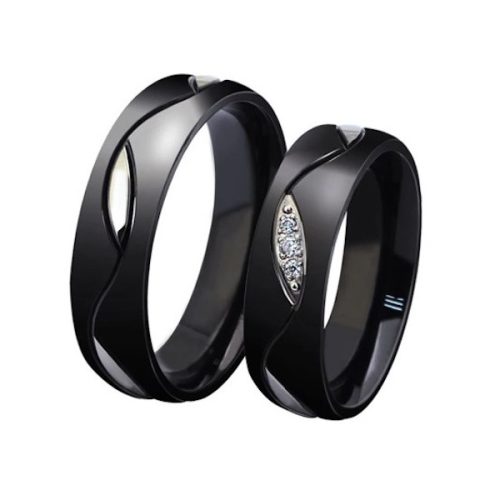 Herren-Ehering, Edelstahl, schwarz, Größe 11