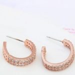  Runde Ohrringe mit Steinen, Rosegold, Roségold