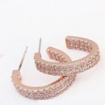  Runde Ohrringe mit Steinen, Rosegold, Roségold