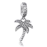  Silberner Palmenanhänger mit Zirkonsteinen, weiß