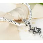  Silberner Palmenanhänger mit Zirkonsteinen, weiß