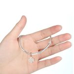  Silberner Kleeblatt-Anhänger mit Zirkonsteinen, Roségold, Roségold