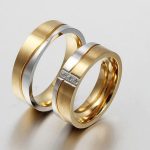 Damen-Ehering, Edelstahl, zweifarbige Welle, Größe 8