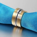 Herren-Ehering, Edelstahl, zweifarbige Welle, Größe 7